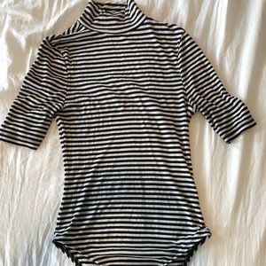 Topshop turtleneck striped bodysuit